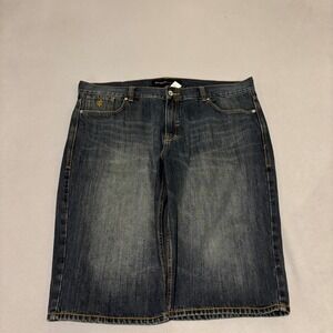 Rocawear Mens Size 42 Dark Wash Baggy Denim Shorts Embroidered Y2K Streetwear